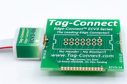 ECV3-06 Edge-Connect literal edge of the board edge connector on Tag-connect demo board